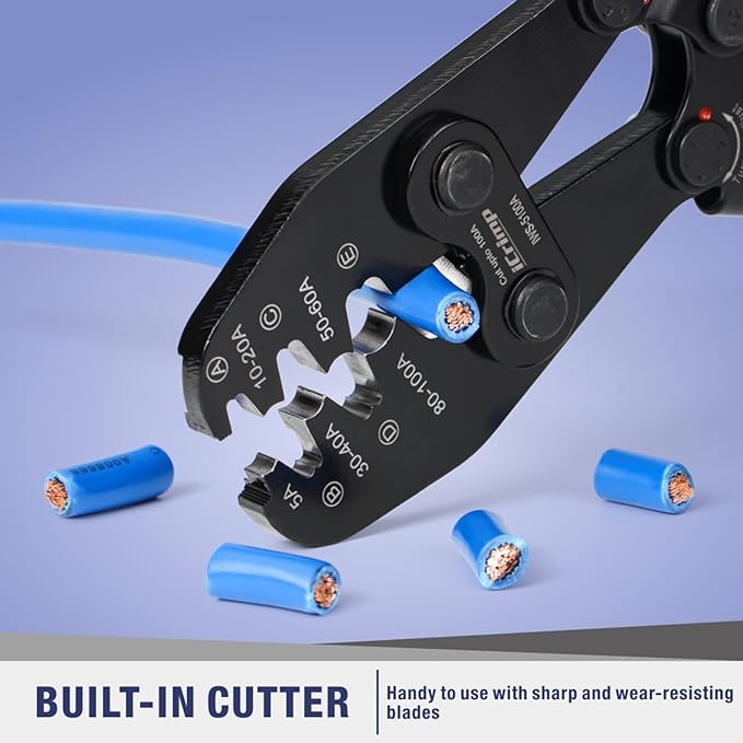 iCrimp Battery Cable Lug Crimping Tool for Open Barrel Lug,Lead-Free OEM Battery Terminals,B Type Crimper for AWG 13-3