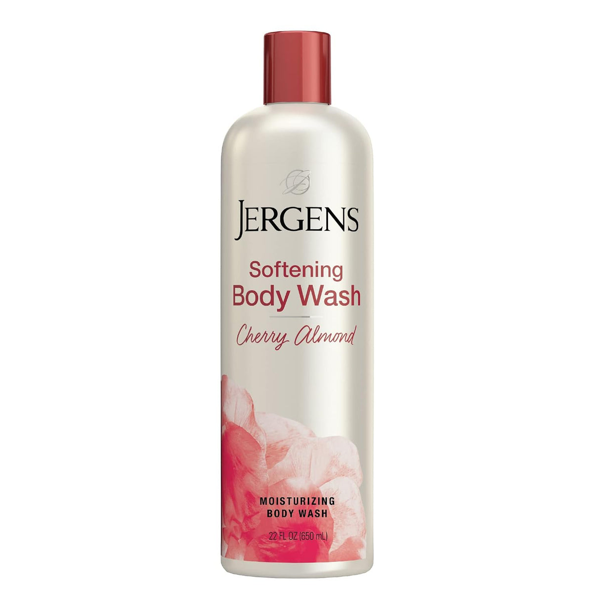 Jergens Softening Cherry Almond Body Wash, Daily Moisturizing Skin Cleanser, Infused with Cherry Almond Oil, pH Balanced, Paraben Free, Dye Free, Dermatologist Tested, 22 oz (Packaging May Vary