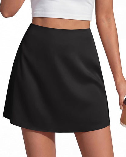 BTFBM Women Mini Skirts 2026 Spring Trendy Silk Satin Short Skirt High Waisted A-Line Club Party Going Out Summer Skirt