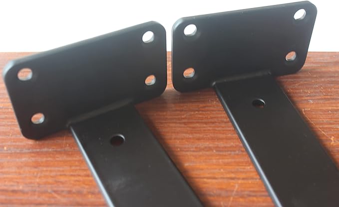 2 Pack - 8 inch Black Hidden L Shelf Bracket (15 Inch Thicked) Iron Floating Shelf Brackets Rustic Industrial Metal Brackets for Shelf Support