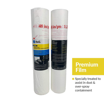 Reli. Masking Film, 1 Roll | 180' Foot x 48" Inch | Masking Plastic Film, Pre-Folded | Hand Masker for Painting & Automotive | Plastic Overspray Protection