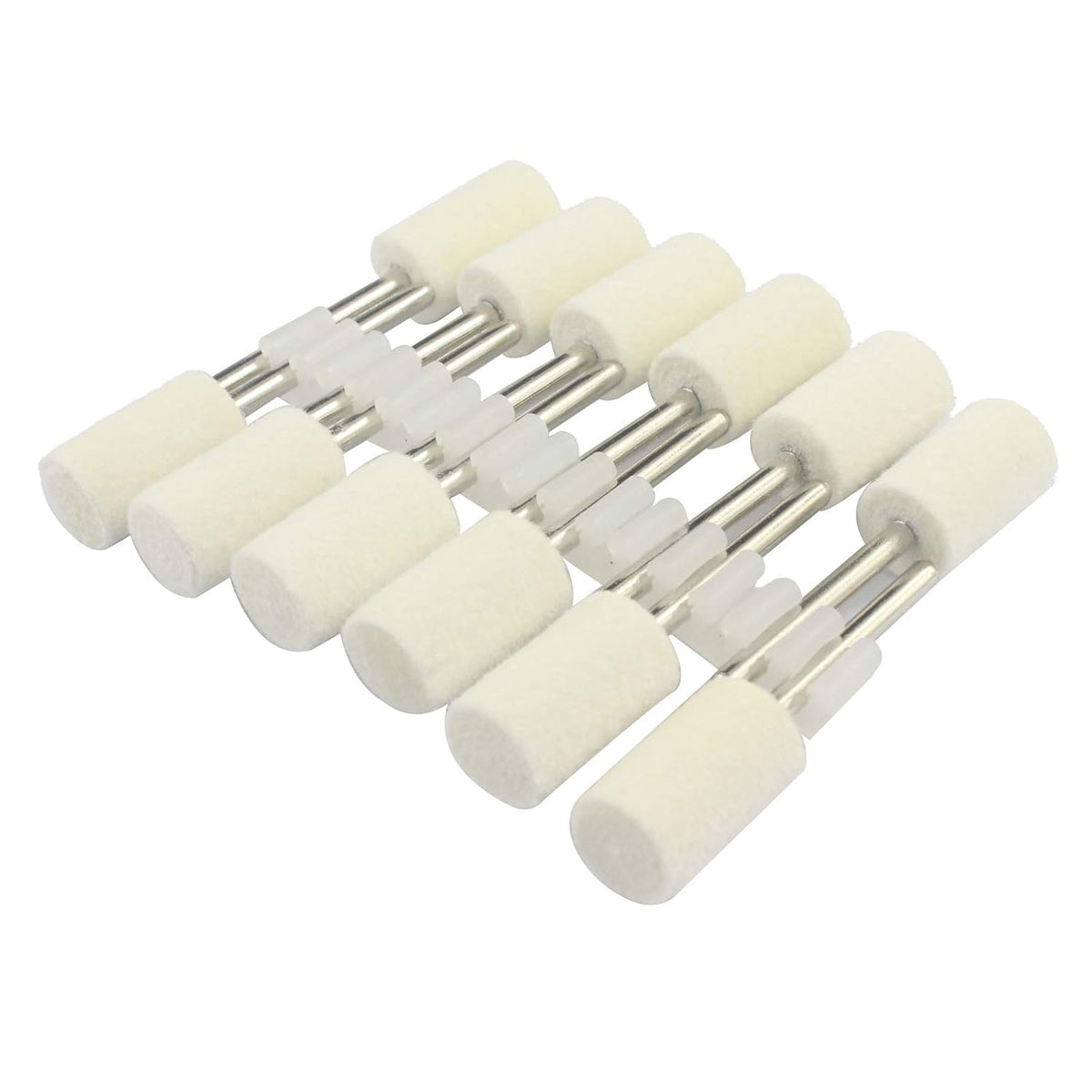 Luo ke 10mm Diameter Cylinder Shape Polishing Buffing Wheels Wool Felt Mounted Mandrel Grinding Bits Grinder Head Rotary Tool Accessories Drill Tools Attachment - 1/8 Inch Shank