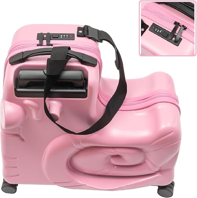 CNCEST 20" Kid's Ride-on Travel Suitcase,Rolling Luggage with Wheels Carry Trolley Luggage with Password Lock,Children's Ride On Trolley Luggage for Children's Day Gift,Festival Gift