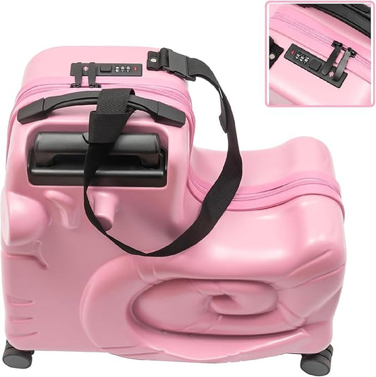 CNCEST 20" Kid's Ride-on Travel Suitcase,Rolling Luggage with Wheels Carry Trolley Luggage with Password Lock,Children's Ride On Trolley Luggage for Children's Day Gift,Festival Gift
