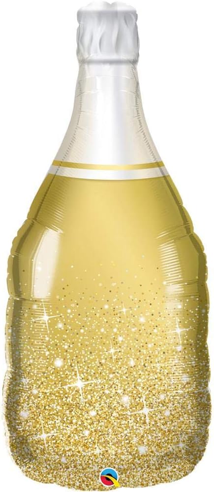 LOONBALLOON Birthday Food Balloons, 39 Golden Bubbly Wine Bottle