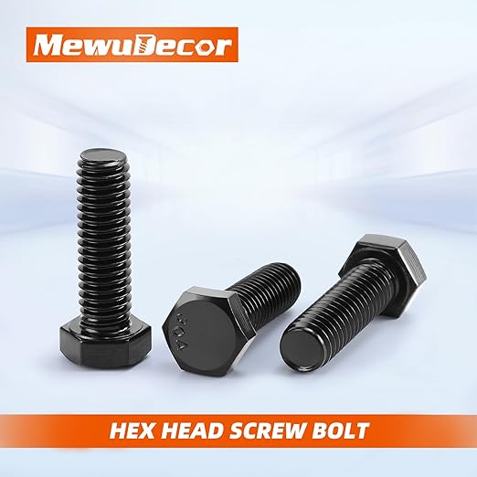 12-13 x 6 Hex Head Cap Screws Hexagon Bolts, External Hex Drive, Stainless Steel 304, Fully Threaded, Black Oxide, 2 PCS