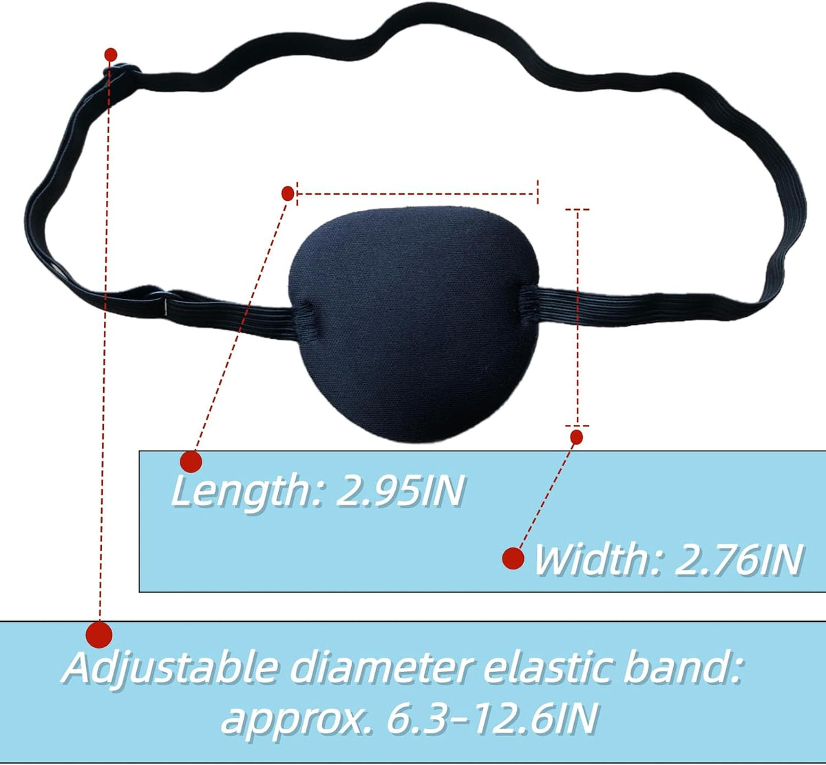 Monocular Black Eye Patch, Washable, Amblyopia, Medical Eye Patch, Pirate Suit for Adults and Children