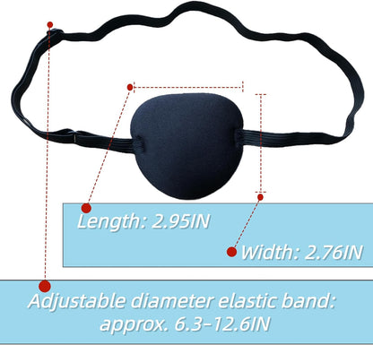 Monocular Black Eye Patch, Washable, Amblyopia, Medical Eye Patch, Pirate Suit for Adults and Children