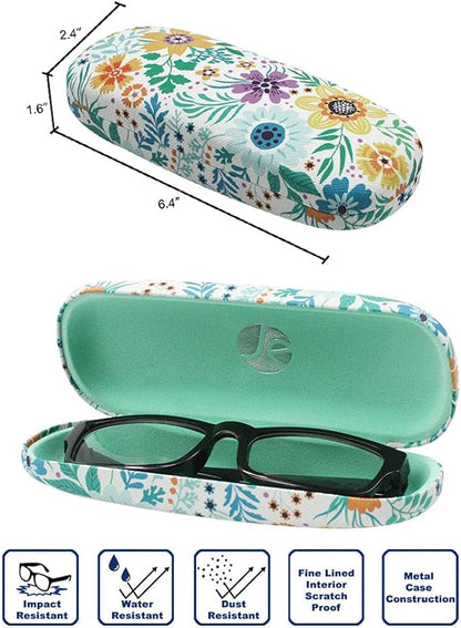 Printed Pattern Durable Hard Clamshell Eyeglass Case with Bonus Microfiber Cloth
