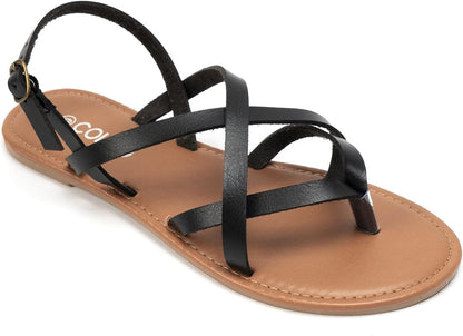 Colgo Women's Summer Strappy Flat Sandals, Adjustable Casual Fisherman Sandal with Open Toe Slingback Gladiator Sandals.