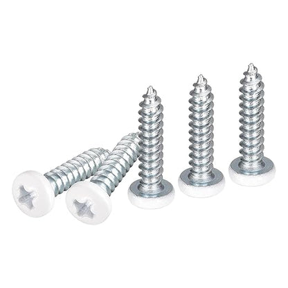 8x34" White Screws 25Pack - Zinc Plated Carbon Steel Pan Head Phillips Sheet Metal Screw Self-Tapping Screw Wood Screws