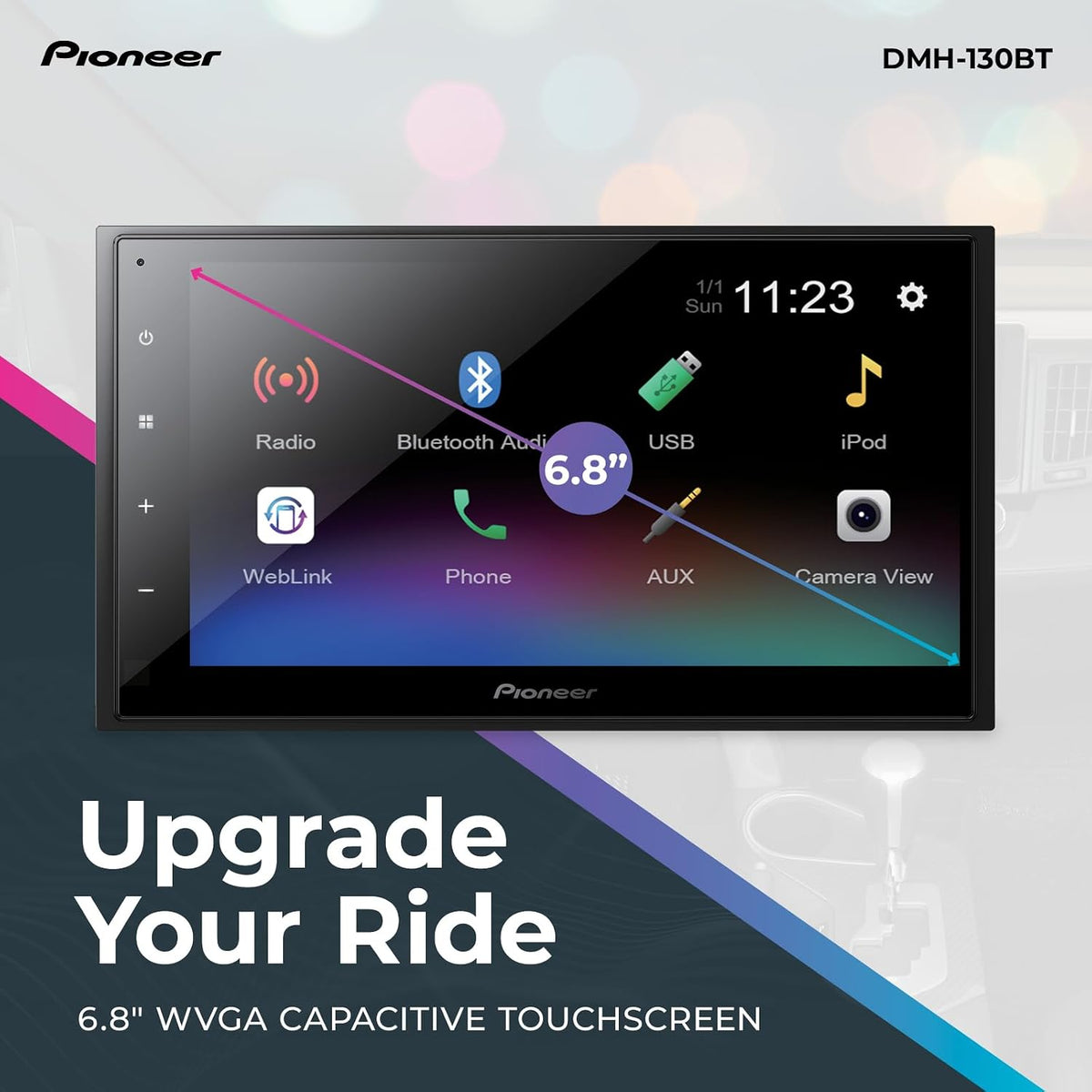 Stay connected with Bluetooth, Alexa, and rear camera. Personalize in-car entertainment with customizable display.