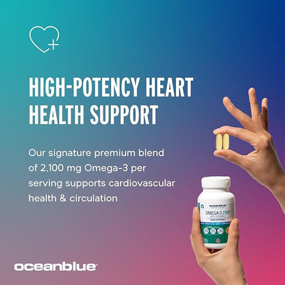 Oceanblue Professional Omega-3 2100 with Vitamin D3  60 ct  Triple Strength Burpless Fish Oil Supplement with High-Potency EPA, DHA, DPA and Vitamin D3  Wild-Caught  Vanilla Flavor (30 Servings)