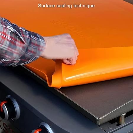 Griddle Mat, Silicone Griddle Cover, BBQ Grill Mat, Heavy Duty Silicone Grill Mat for Outdoor BBQ Blackstone All Season Use (22in Orange)