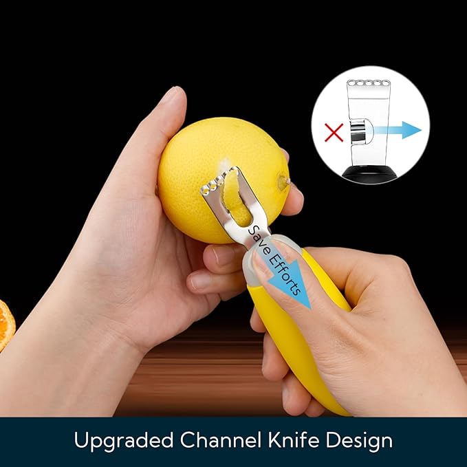 KITCHENDAO Citrus Lemon Peeler Zester Tool with Specially Designed Channel Knife to Save Effort, Ultra Sharp Lemon Rind Twist Peeler Tool Bar Bartender Lime Lemon Stripper for Cocktails Kitchen