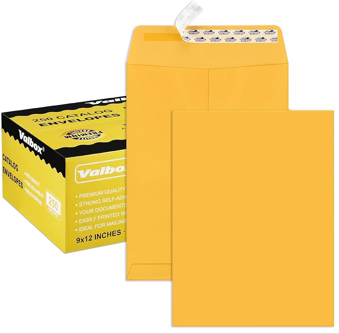 9x12 Self Seal Security Catalog Envelopes 15 Count Brown Kraft Envelopes with Peel and Seal Flap for Mailing, Organizing and Storage