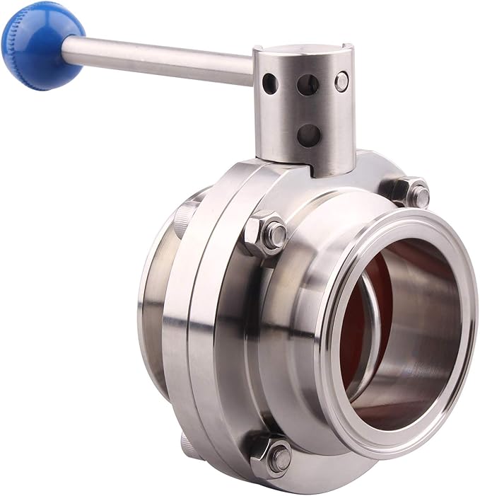 DERNORD Sanitary Butterfly Valve with Pull Handle Stainless Steel 304 Tri Clamp Clover (2.5" Tube OD)