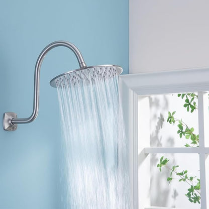 RANDOM Rain Shower Head Brushed Nickel Rainfall Shower Head High Pressure Shower Head Rainfall Stainless Steel Shower Head 10 Inch Round Waterfall Showerhead,Full Body Coverage.72088BN-10