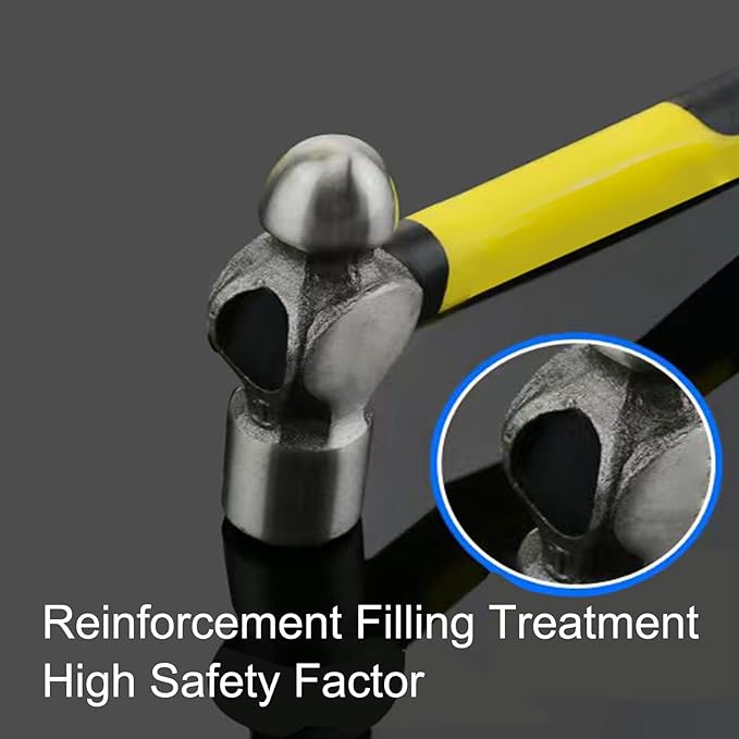 24oz Ball Peen Hammer,Reinforce,Polished,Shock-Proof Plastic Handle.