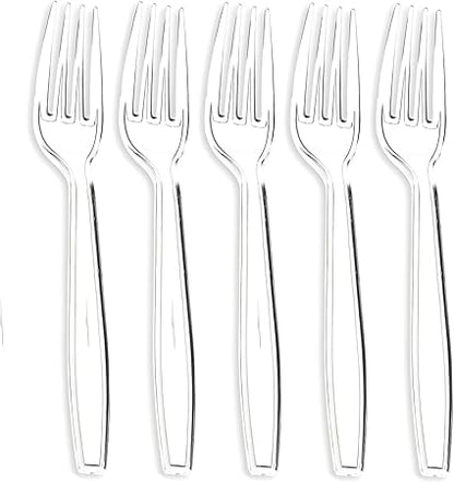 Premium Disposable Clear Plastic Forks (50 Count)  Transparent, Durable, and Convenient for Parties, Events, and Everyday Use
