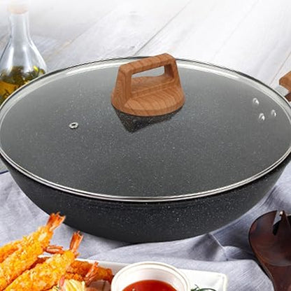 Tofficu Household Glass Lid Cookware Replacement, 11 Inch Universal Lid with Handle, Replacement pot Cover Wok Lid for Pots Pans Fry Pan, Shockproof Tempered Lid for 12 Inch Frying Pan, Wok, and Pot