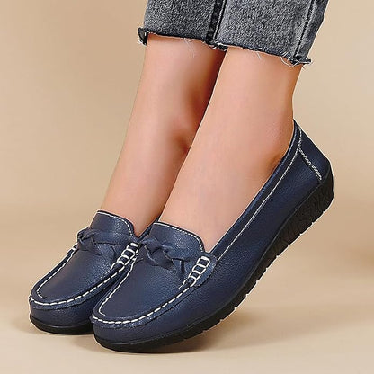 HAJINK Women Loafers Flexible Breathable Slip-On Comfortable Sole Low Wedge Loafers for Women Ladies Shoes for Walking