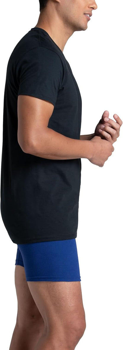 Fruit of The Loom Men's Crew Tee Undershirts, Moisture Wicking & Tag Free, Big & Tall (3XL) Black