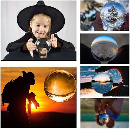 LONGWIN 120mm (4.7 inch) Large Crystal Divination Ball Decorative Glass Balls Photography Props Free Wooden Stand