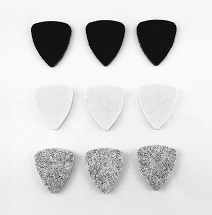 Honbay 9pcs Felt Picks for Guitar, Ukulele, Bass (Black, White, Gray)