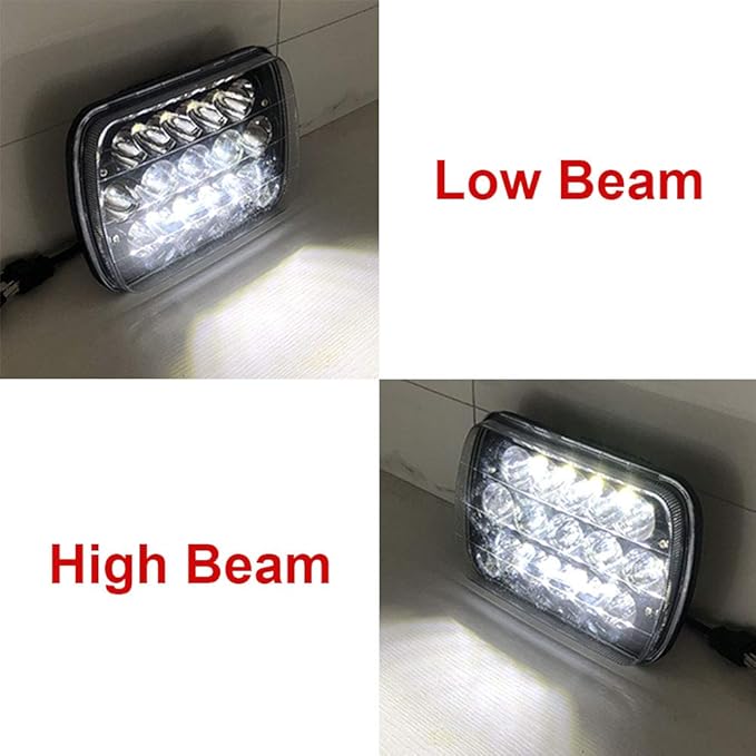 Black Pair 45w 7x6 5x7 Inch Headlights 6052 6054 H5054 H6054 HiLow Sealed Beam Replacement Compatible With Chevy Express Cargo Van 1500 2500 3500 Jeep Toyota Pickup Dodge Ford F250 E350
