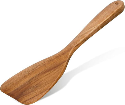 MYRAINBOW Wooden Spatula for Cooking – 12 Inch Wood Spatula with Long Handle, Handmade Wooden Spoon Alternative for Stir Fry, Mixing & Serving
