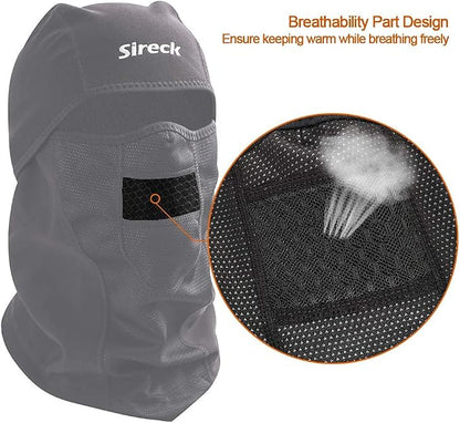 This versatile balaclava is made from water-resistant and windproof fleece for warmth and comfort during outdoor activities.