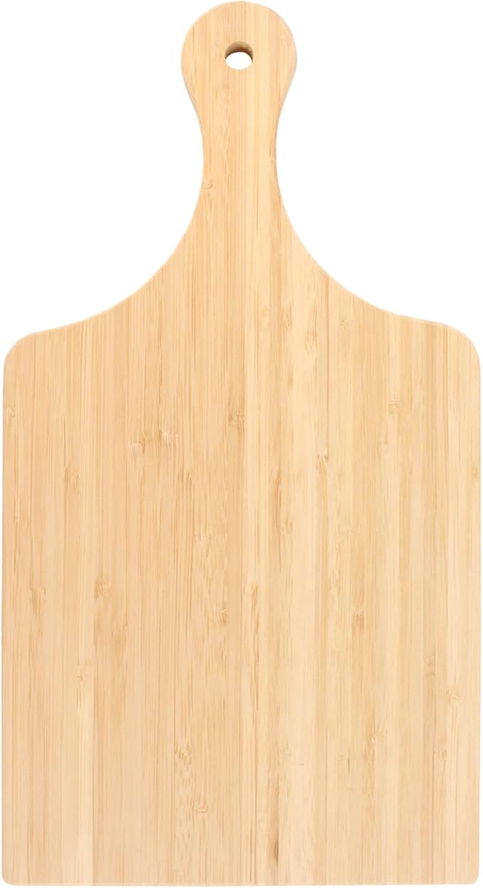 BambooMN Bamboo Paddle Cutting and Serving Board, Charcuterie Boards for Meat, Vegetables, Fruits, Bread, Kitchen Cutting Board with Handle - 15" x 8" x 0.75" - 1 Piece