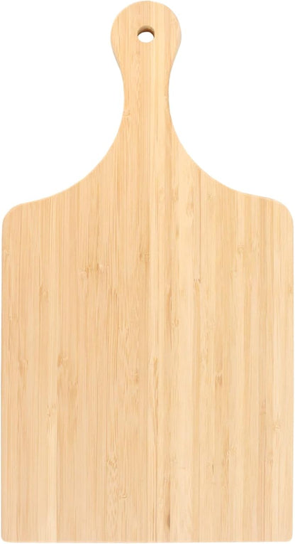 BambooMN Bamboo Paddle Cutting and Serving Board, Charcuterie Boards for Meat, Vegetables, Fruits, Bread, Kitchen Cutting Board with Handle - 15" x 8" x 0.75" - 1 Piece