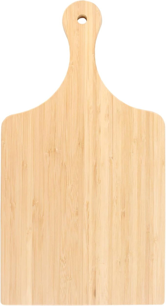 BambooMN Bamboo Paddle Cutting and Serving Board, Charcuterie Boards for Meat, Vegetables, Fruits, Bread, Kitchen Cutting Board with Handle - 15" x 8" x 0.75" - 1 Piece