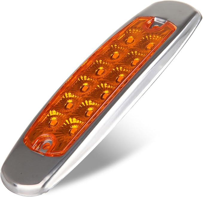 2 x 6.2 Amber 12 Diodes Side Marker Clearance Lights with Stainless Steel Bezel Side Marker Lights Front Rear Side Marker Lamp Trailer Trucks Cab Marker RV Marker Light Waterproof