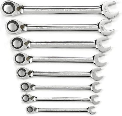 GEARWRENCH 8 Piece 72-Tooth 12 Point Reversible Ratcheting Combination SAE Wrench Set  9533N