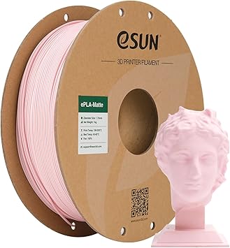 eSUN Matte PLA Filament 1.75mm, Matte 3D Printer PLA Filament, 1KG Spool 3D Printing Filament for 3D Printers, Paper Reel, Peach Pink