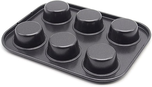 Muffin Pan 6 Cup Cupcake Baking Pan No Stick Carbon Steel Easy Clean