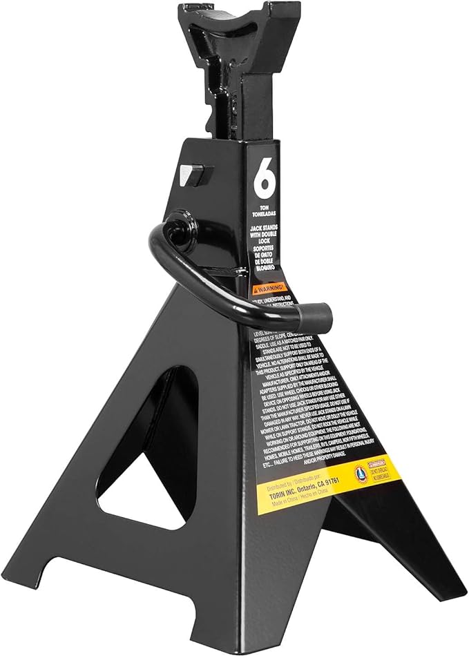 Torin AT46002AB-1 Double Locking Steel Jack Stands, 6 Ton (12,000 LBs) Capacity, Black, 1 Pair