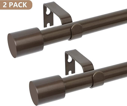 2 Pack Bronze Curtain Rods for Windows 66 to 144 Inch,1 Inch Diameter Heavy Duty Curtain Rods,Cylindrical End Cap Curtain Rod,Modern Adjustable Drapery Rods,Window Curtains Rod 66-144",Antique Bronze