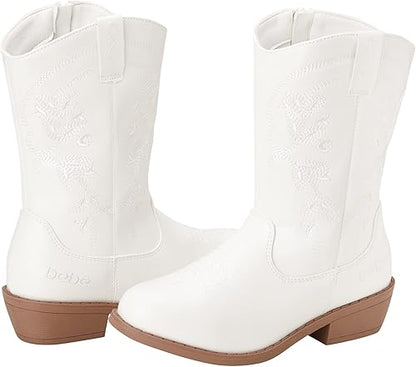 Bebe Girls' Cowboy Boots - Classic Western Country Cowgirl Boots - Mid Calf Riding Shoes for Toddlers Little and Big Girls
