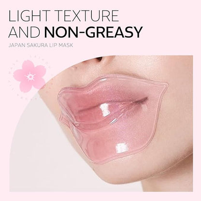 AKARY Sakura 10 Pieces Hydrating Lip Mask, Lip Sleep Mask Collagen Crystal Lip Care Gel Pads For Moisturizing, Minimize Fine Lines, Remove Dead Skin, Anti Chapped Pads Lip Mask (10)