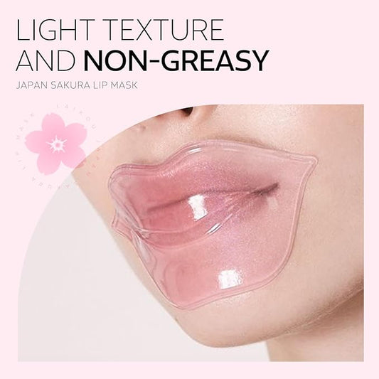 AKARY Sakura 10 Pieces Hydrating Lip Mask, Lip Sleep Mask Collagen Crystal Lip Care Gel Pads For Moisturizing, Minimize Fine Lines, Remove Dead Skin, Anti Chapped Pads Lip Mask (10)