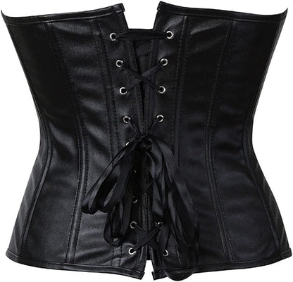 Corsets for Women Faux Leather Corset Top Steampunk Corsets Zipper Bustier Pirate Costume