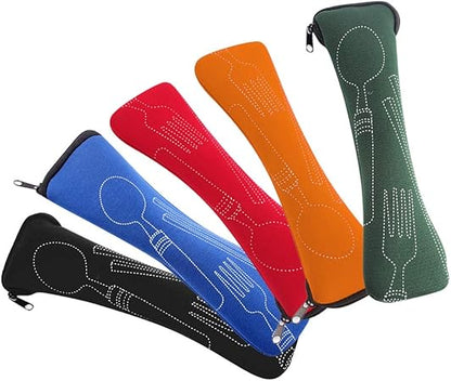Bluelanss Portable Tableware Zipper Bag Outdoor Travel Camping Cutlery Pouch Storage Bag for Knife, Fork, Spoon, Tea Spoon, Chopsticks, Bottle Opener Blue