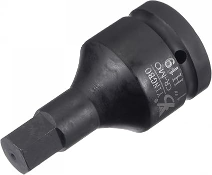 Premium Impact Hex Bit Socket,1" Drive 102mm Length CR-MO Steel Metric Sizes Square Drive Sockets,19mm