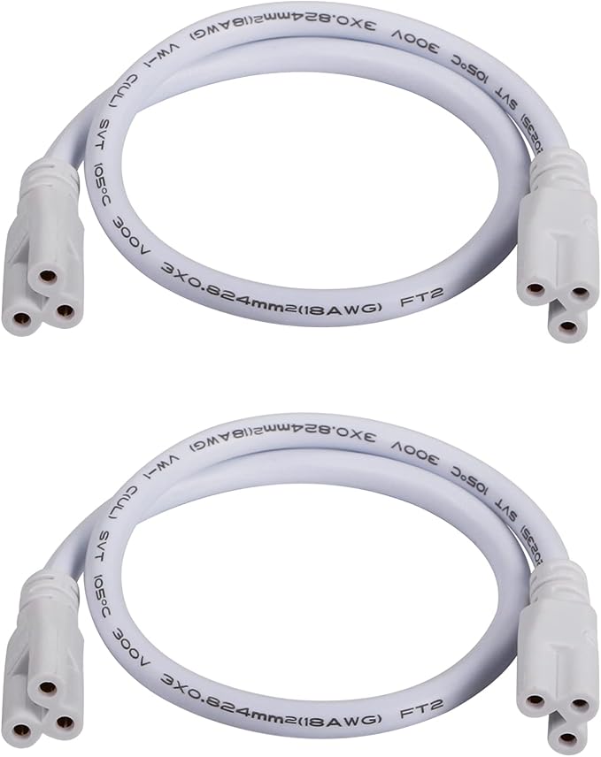 SinLoon UL-LP Certification T5 T8 LED Lamp Connecting Wire Ceiling Lights Daylight LED Integrated Tube Cable Linkable Cords for LED Tube Lamp Holder Socket Fittings with Cables(16IN0.4M,2-Pack)