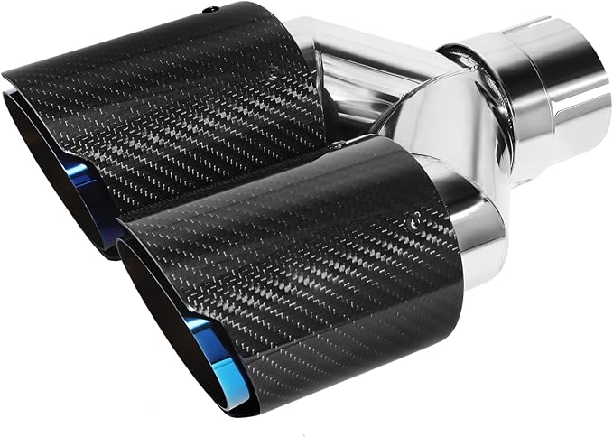 Vechkom 2.5 "Inlet to 3.5" Outlet Exhaust Tip Black Dual Y Carbon Car Rear Tip 9.8" Length Universal for Vehicles with 2.5" O.D. (Matt All Black)
