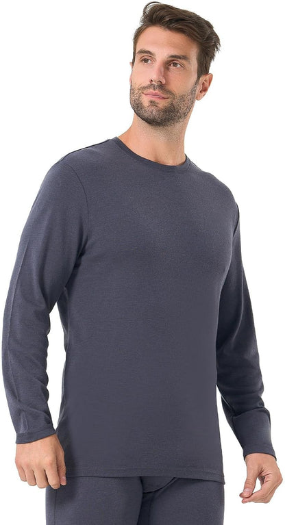 Merino Protect 100% Merino Wool Base Layer Mens Soft Long Sleeve Shirts Odor Resistance Thermal Underwear for Hunting Hiking.